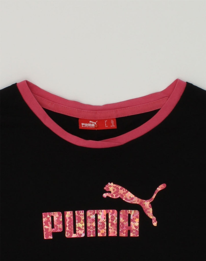 PUMA Girls Graphic T-Shirt Top 13-14 Years Black Cotton | Vintage Puma | Thrift | Second-Hand Puma | Used Clothing | Messina Hembry 