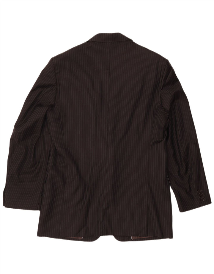 MASSIMO DUTTI Mens 2 Button Blazer Jacket EU 54 XL Brown Pinstripe Wool