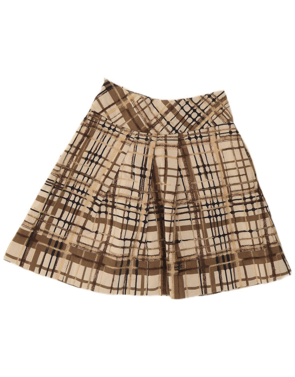Sportmax Womens Pleated Skirt UK 10 Small W27 Brown Plaid Silk