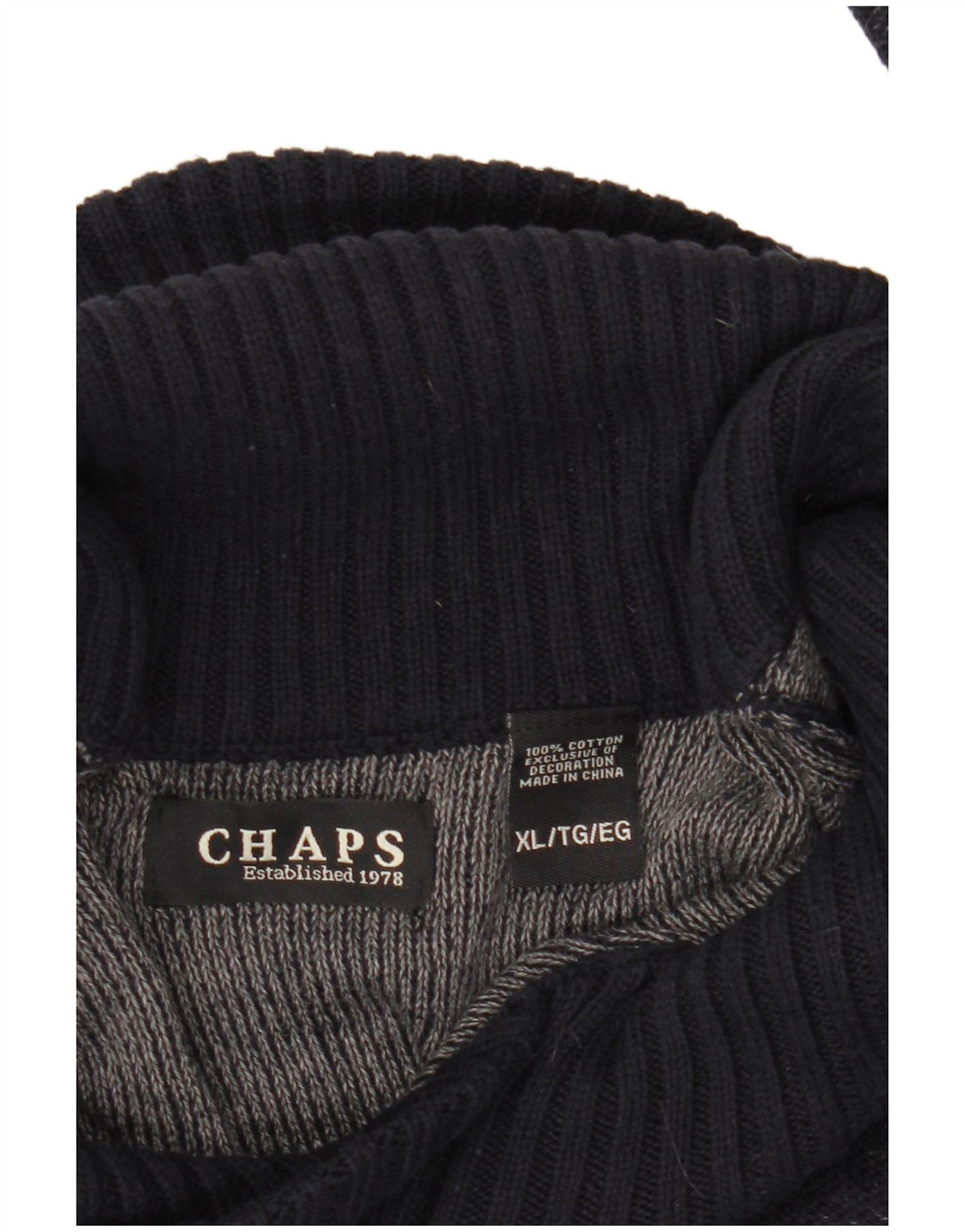 CHAPS Mens Shawl Neck Jumper Sweater XL Navy Blue Flecked