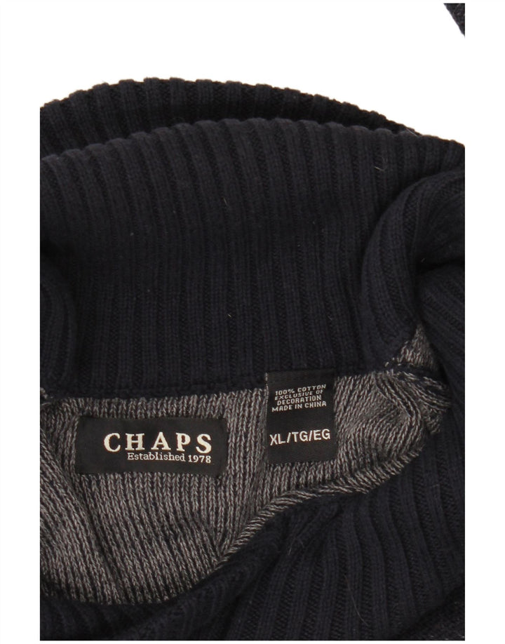 CHAPS Mens Shawl Neck Jumper Sweater XL Navy Blue Flecked