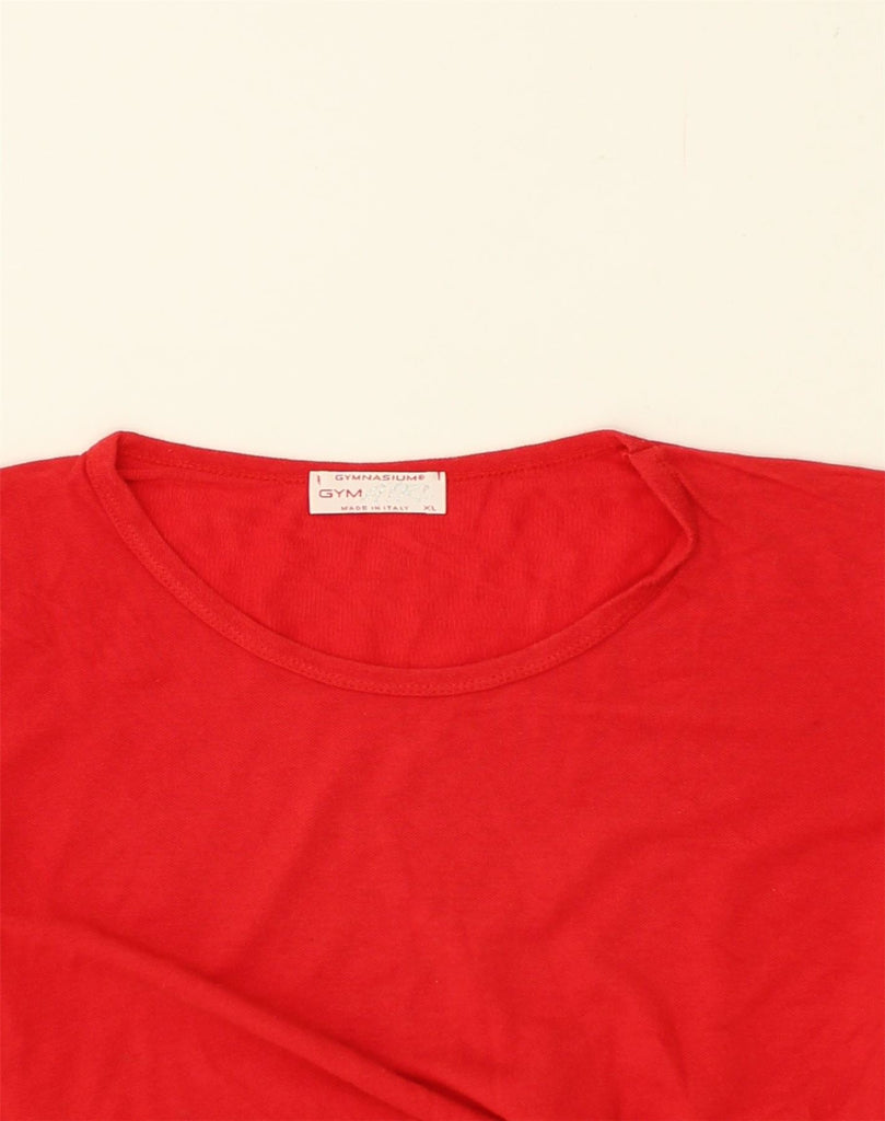 GYMNASIUM Womens T-Shirt Top UK 18 XL Red Viscose | Vintage Gymnasium | Thrift | Second-Hand Gymnasium | Used Clothing | Messina Hembry 