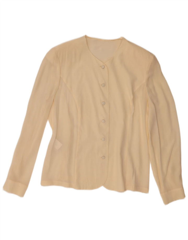 VINTAGE Womens Shirt Blouse IT 48 XL Off White Silk