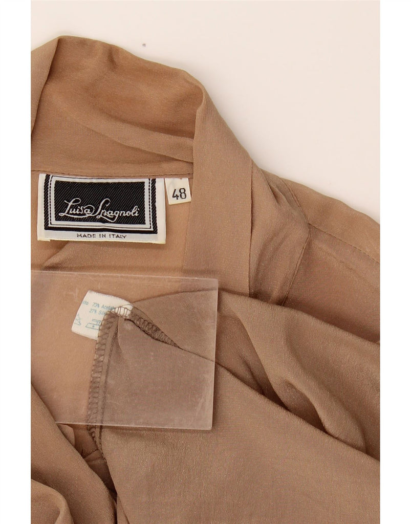 LUISA SPAGNOLI Womens Front Tie Shirt Blouse IT 48 XL Brown Acetate Vintage Luisa Spagnoli and Second-Hand Luisa Spagnoli from Messina Hembry 