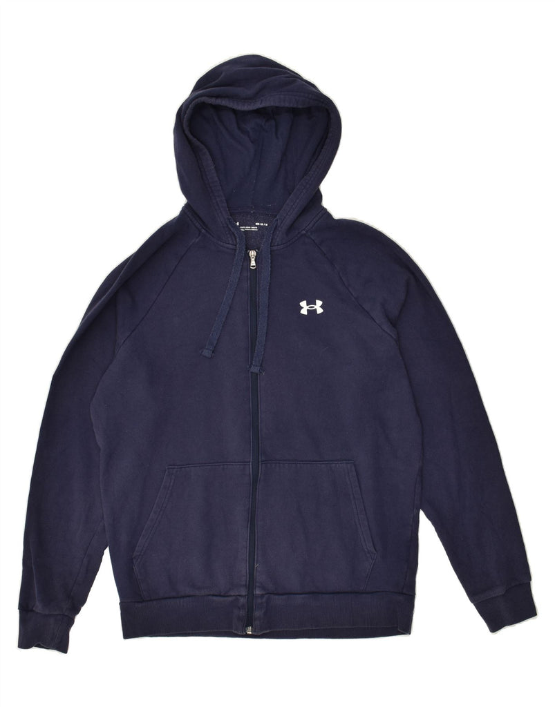 UNDER ARMOUR Mens Zip Hoodie Sweater Medium Navy Blue Cotton | Vintage Under Armour | Thrift | Second-Hand Under Armour | Used Clothing | Messina Hembry 