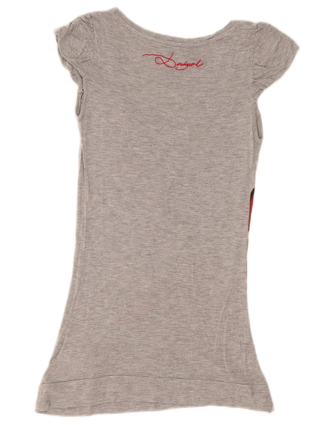 Desigual Womens Graphic Tunic Top UK 12 Medium Grey Viscose