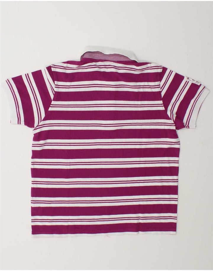 Spalding Mens Polo Shirt Small Purple Striped Cotton