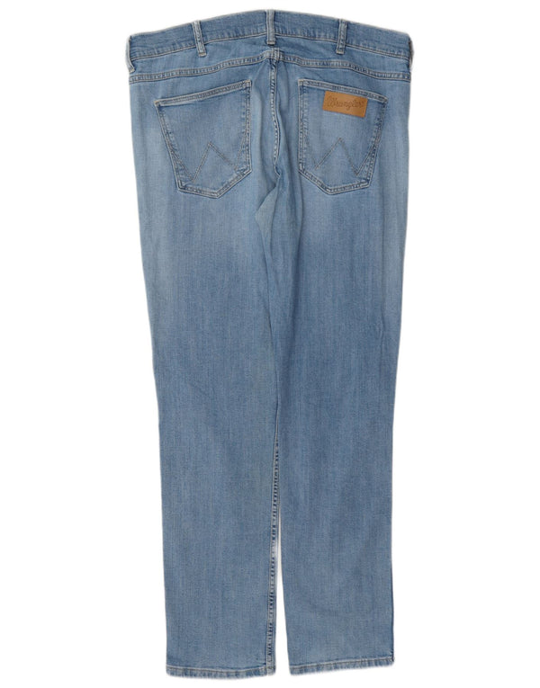 Wrangler Mens Greensboro Straight Jeans W35 L32 Blue Cotton