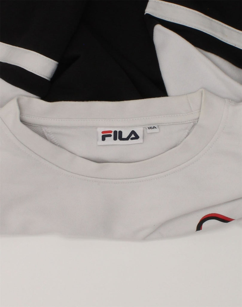 FILA Boys Graphic Sweatshirt Jumper 15-16 Years Black Colourblock Cotton | Vintage Fila | Thrift | Second-Hand Fila | Used Clothing | Messina Hembry 