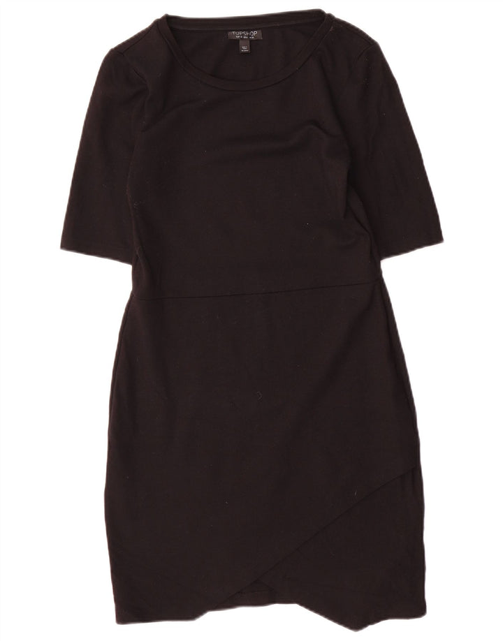 Topshop Womens Sheath Dress UK 10 Small  Black Viscose