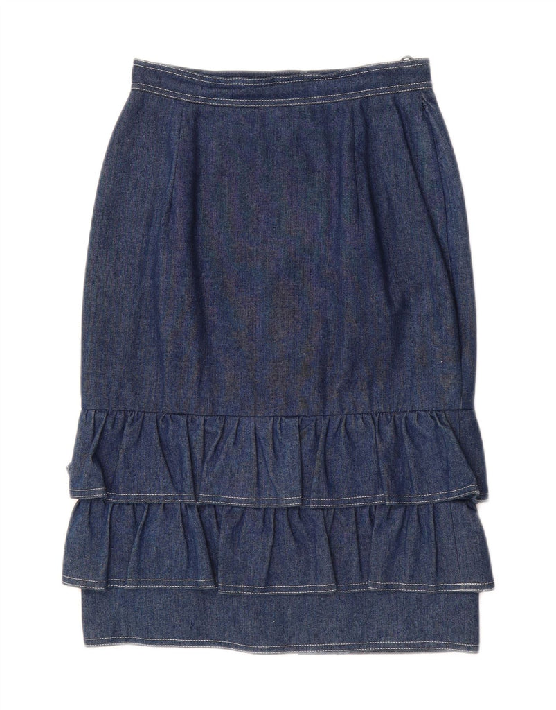 CRISTINA DE BRAUD Womens Denim Ruffle Skirt IT 40 Small W28  Blue Cotton Vintage Cristina De Braud and Second-Hand Cristina De Braud from Messina Hembry 