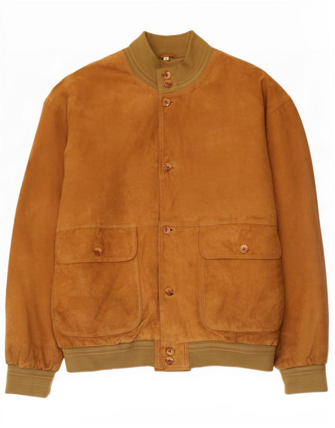 Vintage Mens Suede Bomber Jacket IT 62 6XL Brown Leather