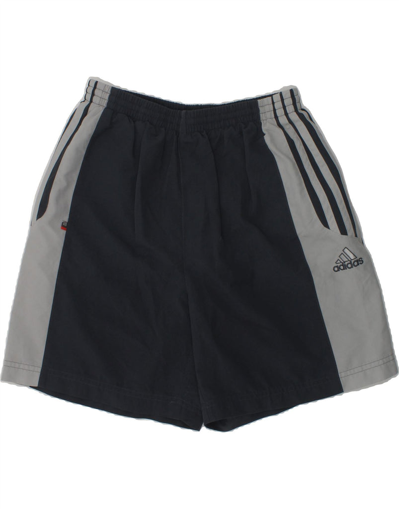 ADIDAS Boys Graphic Sport Shorts 11-12 Years Grey Colourblock Polyester | Vintage Adidas | Thrift | Second-Hand Adidas | Used Clothing | Messina Hembry 