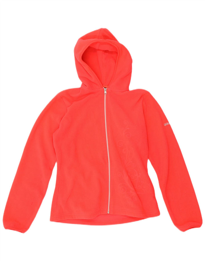 BRUGI Womens Hooded Fleece Jacket UK 14 Medium Red Paisley Polyester