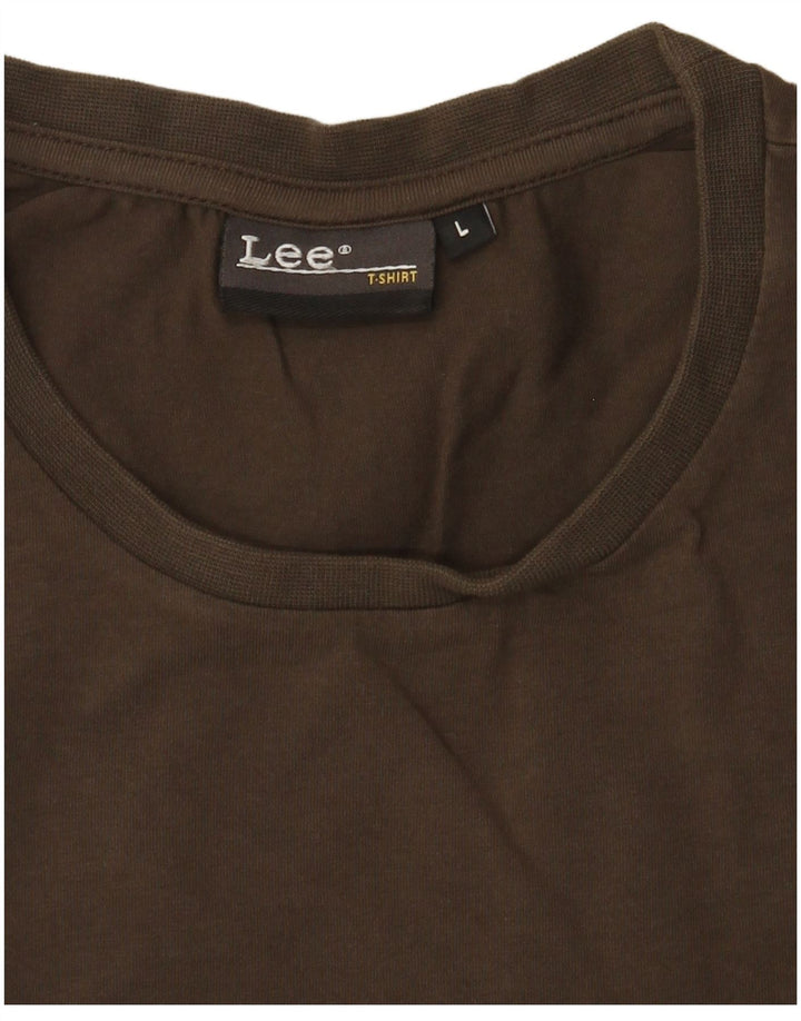 Lee Womens T-Shirt Top UK 14 Large Khaki