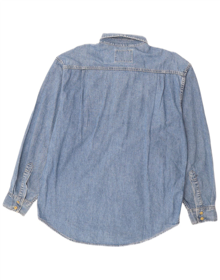 WRANGLER Mens Western Denim Shirt Large Blue