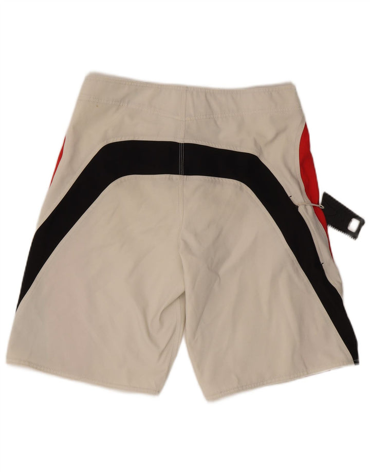 Bear Mens Graphic Casual Shorts W32 Medium White Colourblock Polyester