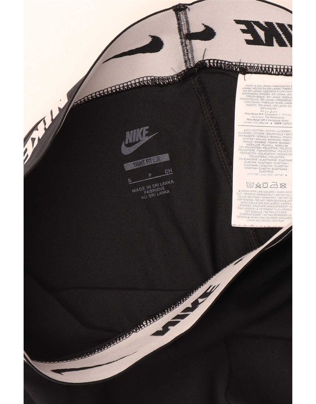 Nike Womens Graphic Leggings UK 10 Small Black Cotton