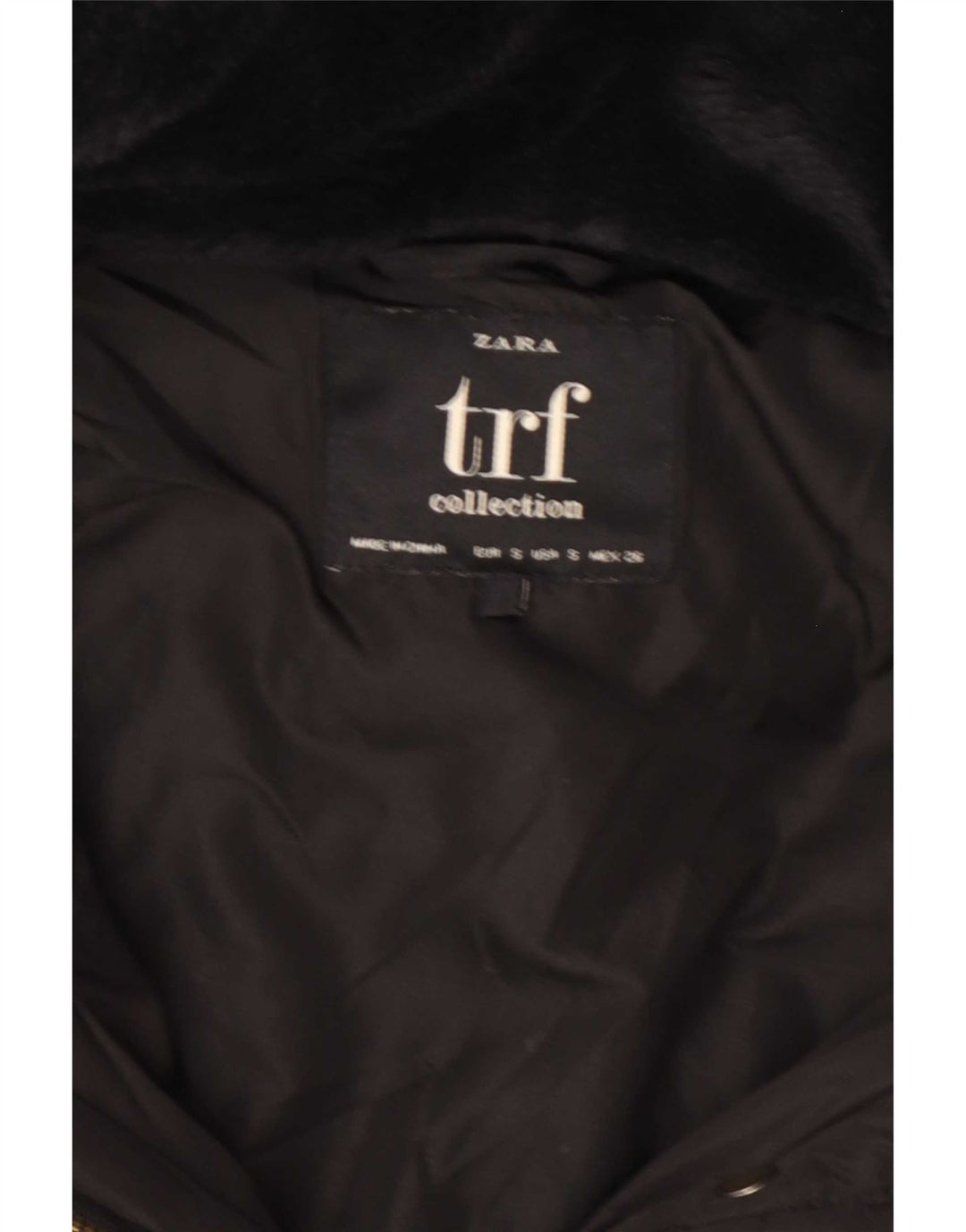 Zara Womens Trafaluc Hooded Padded Jacket UK 10 Small Black Polyester