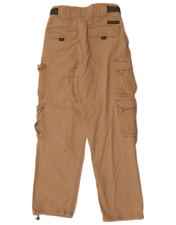 Jet Lag Mens Straight Cargo Trousers W32 L31 Beige Cotton