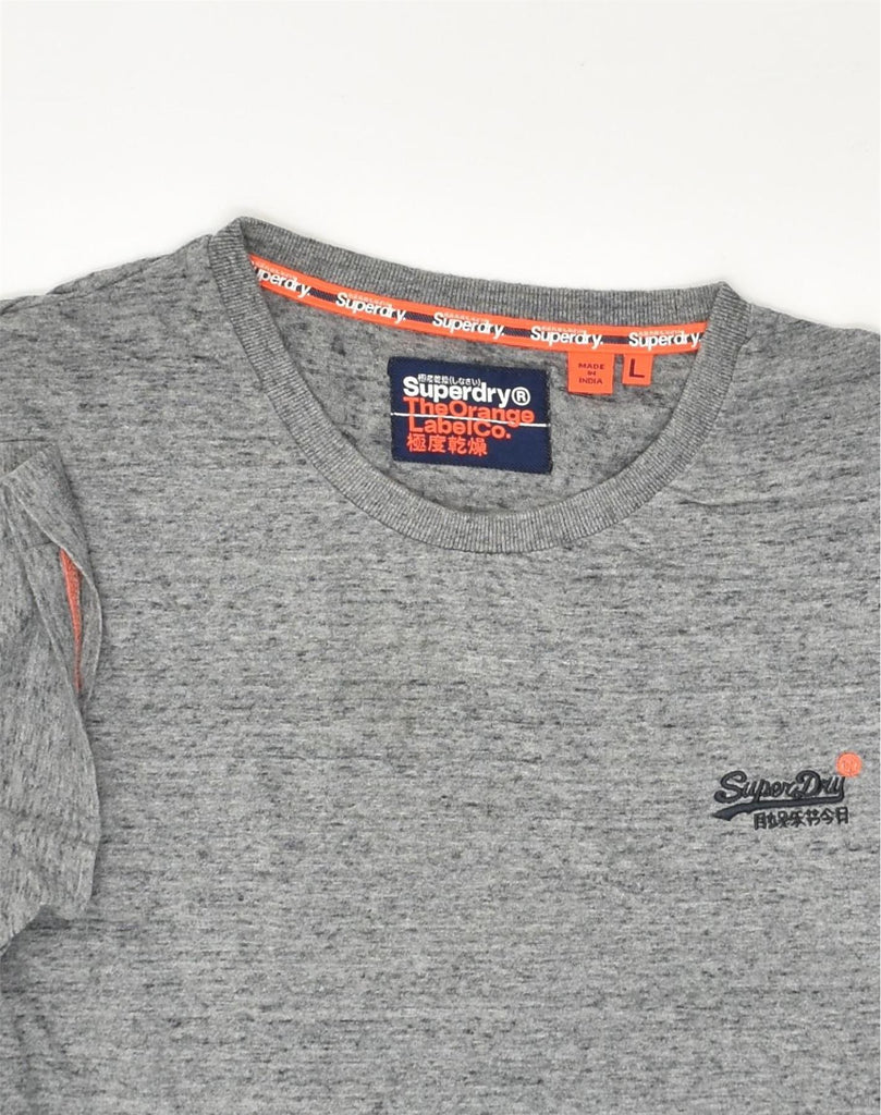 SUPERDRY Mens T-Shirt Top Large Grey Flecked Cotton | Vintage Superdry | Thrift | Second-Hand Superdry | Used Clothing | Messina Hembry 