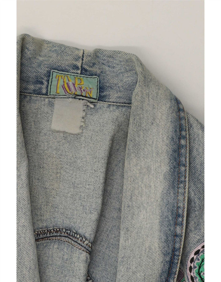 Vintage Womens Crop Denim Jacket UK 14 Medium Blue