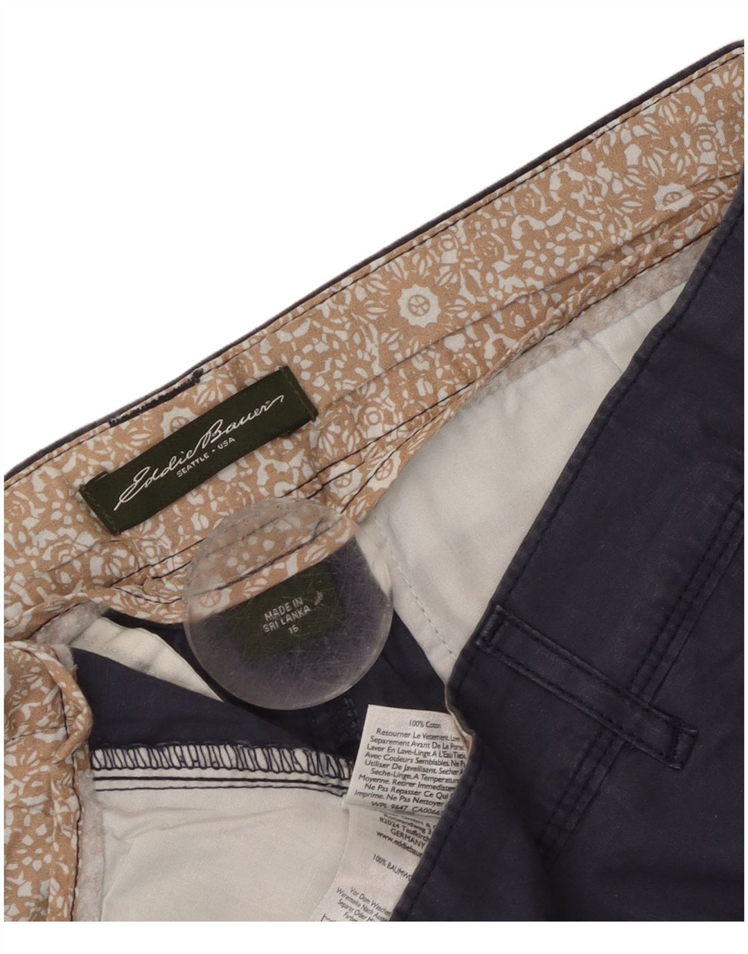 Eddie Bauer Womens Chino Shorts US 16 2XL W40  Navy Blue Cotton