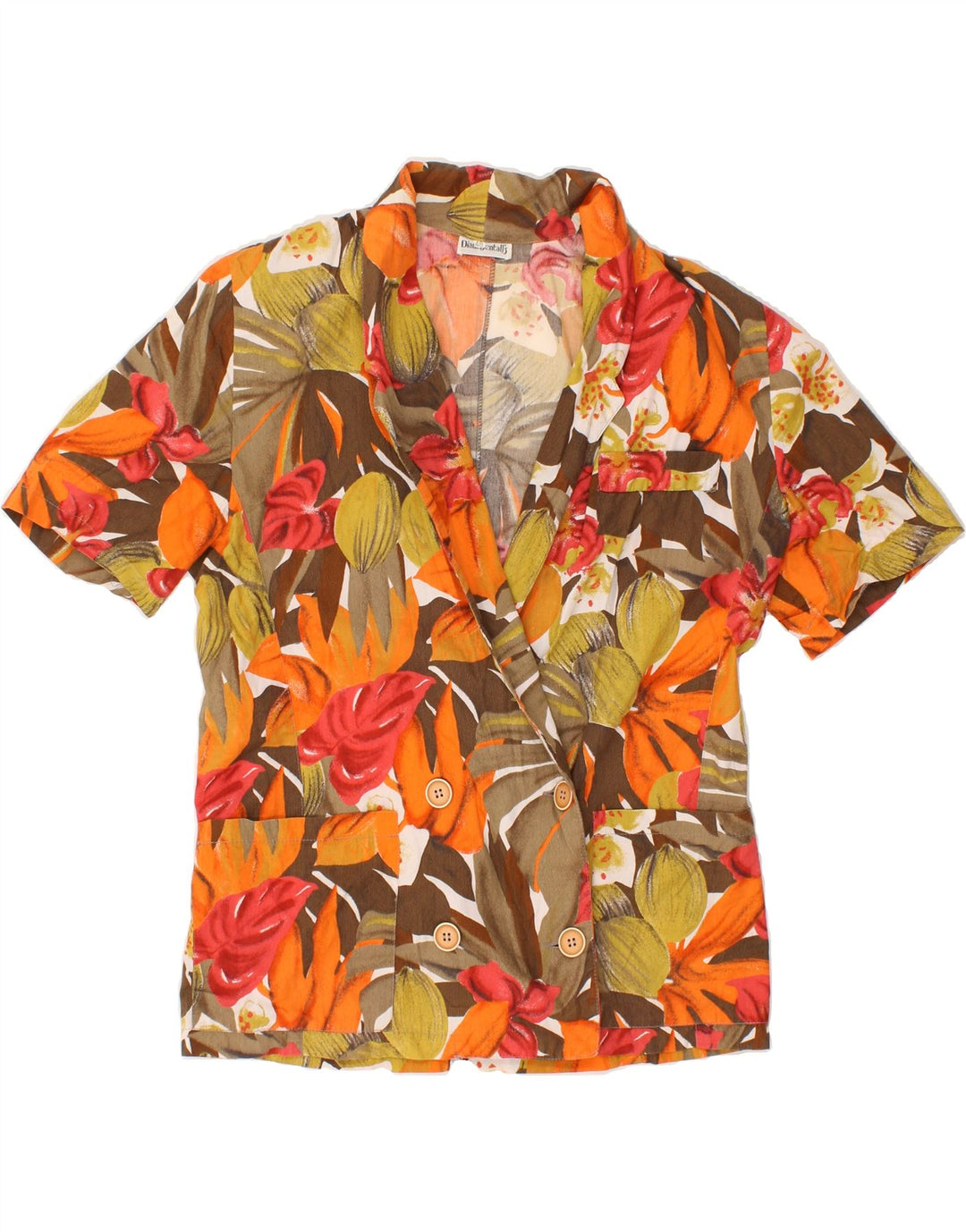 DIANA BENTALLS Womens Double Breasted Blazer Jacket IT 48 XL Brown Floral Vintage Diana Bentalls and Second-Hand Diana Bentalls from Messina Hembry 