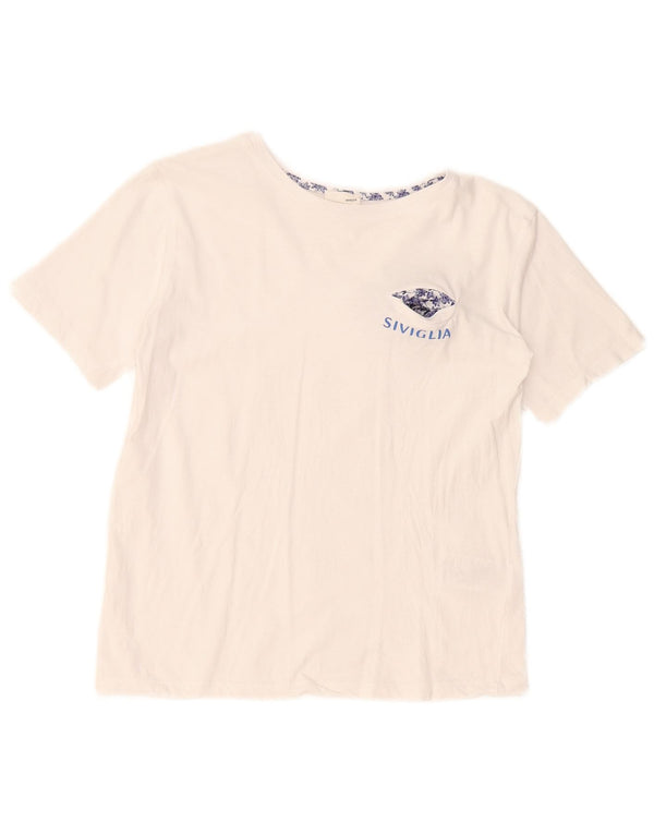 SIVIGLIA Girls Graphic T-Shirt Top 11-12 Years White Cotton