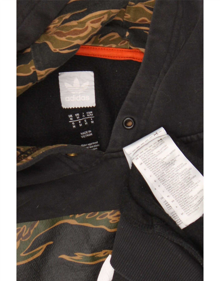 Adidas Mens Graphic Hoodie Jumper Medium Black Cotton