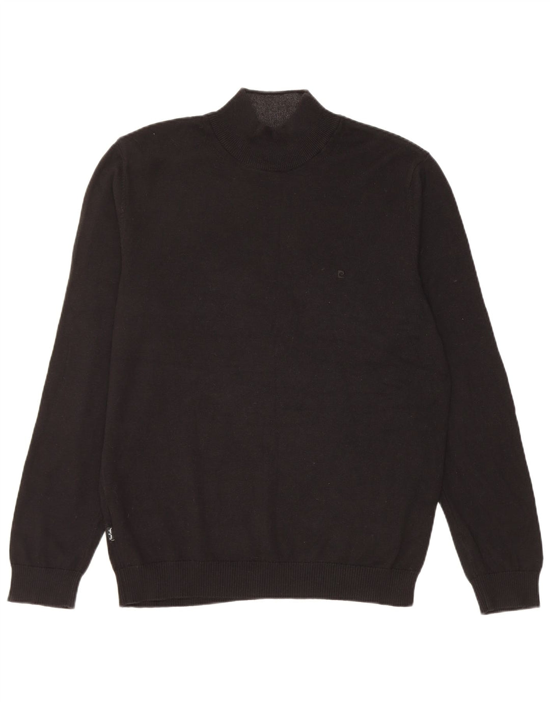 PIERRE CARDIN Mens Turtle Neck Jumper Sweater Large Black Cotton