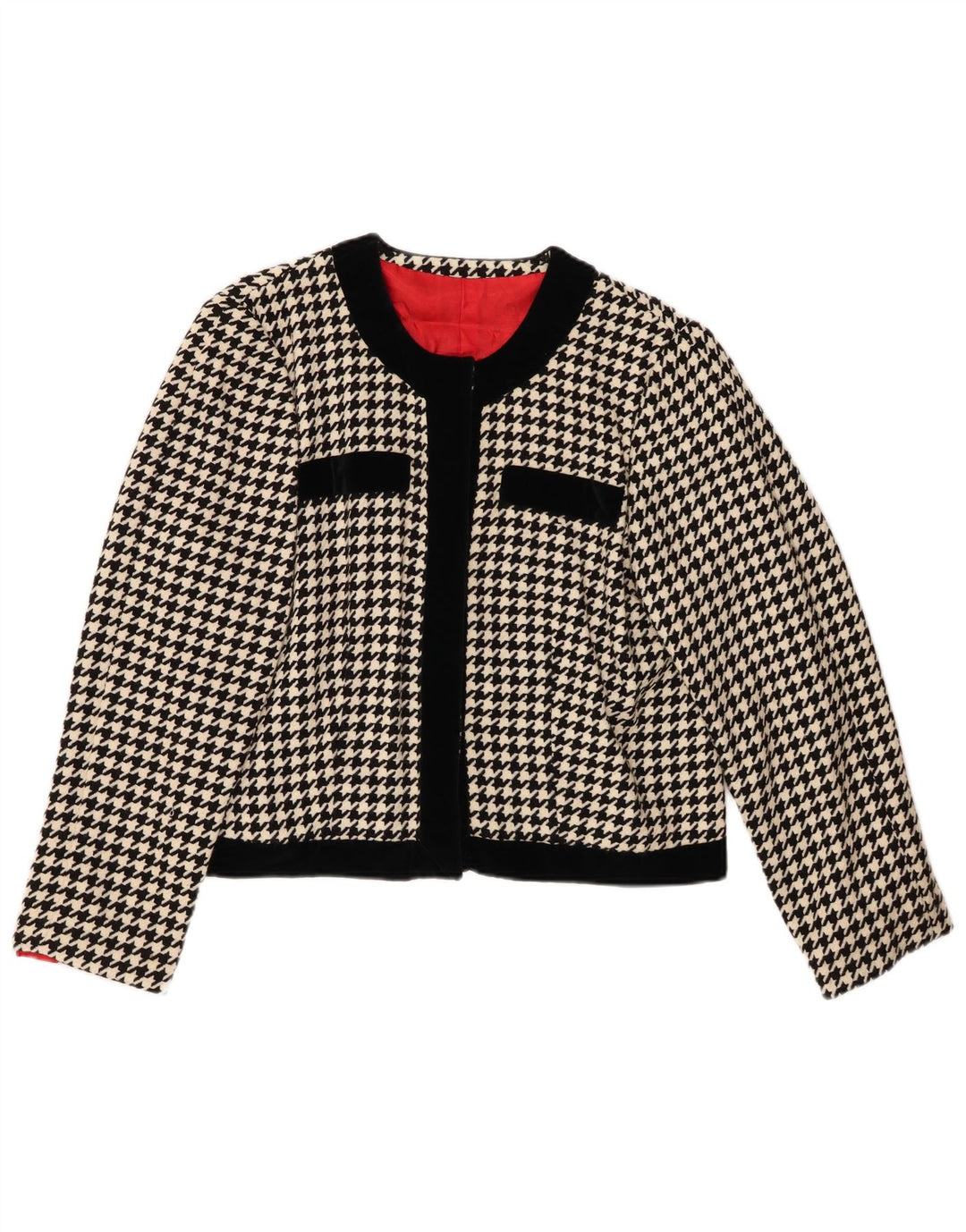 VINTAGE Womens Bolero Jacket UK 12 Medium Black Houndstooth