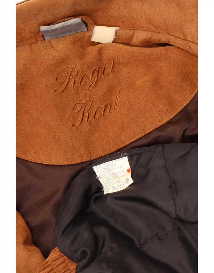 Roger Kent Mens Bomber Jacket UK 42 XL Brown Polyester