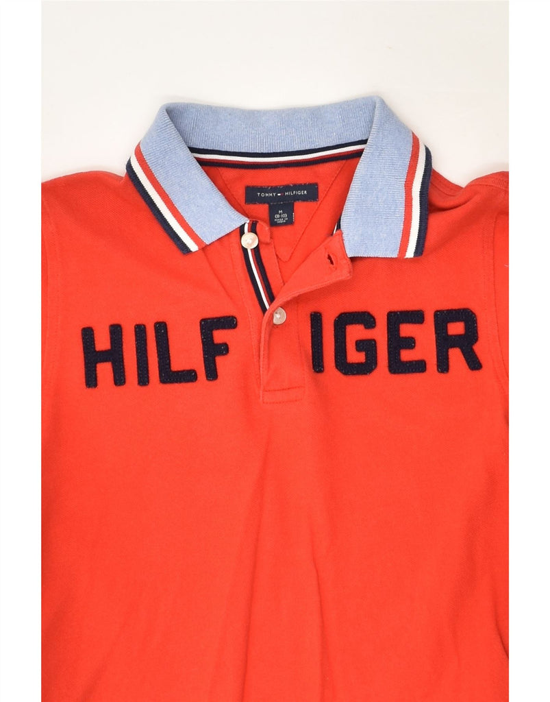 TOMMY HILFIGER Boys Graphic Polo Shirt 8-9 Years Medium Red Cotton | Vintage Tommy Hilfiger | Thrift | Second-Hand Tommy Hilfiger | Used Clothing | Messina Hembry 