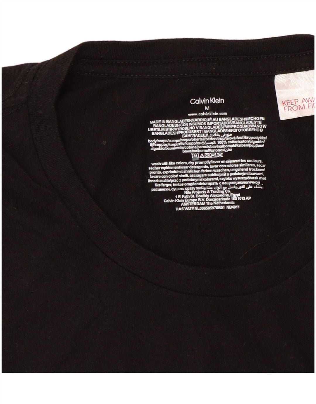 Calvin Klein Mens T-Shirt Top Medium Black Cotton