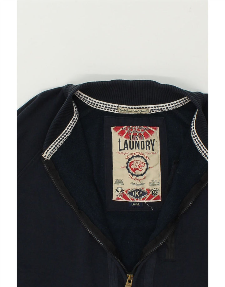 TOKYO LAUNDRY Womens Tracksuit Top Jacket UK 16 Large Navy Blue Cotton Vintage Tokyo Laundry and Second-Hand Tokyo Laundry from Messina Hembry 