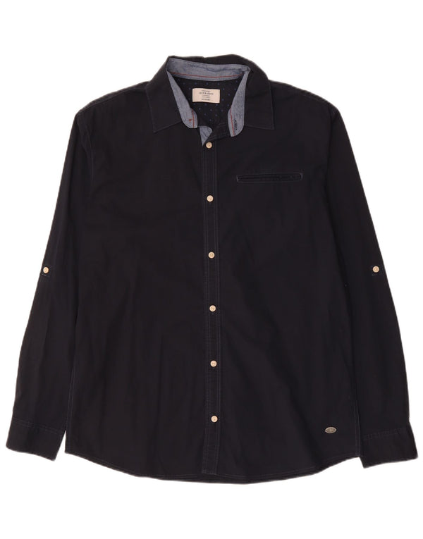 Jack & Jones Mens Shirt XL Navy Blue Cotton