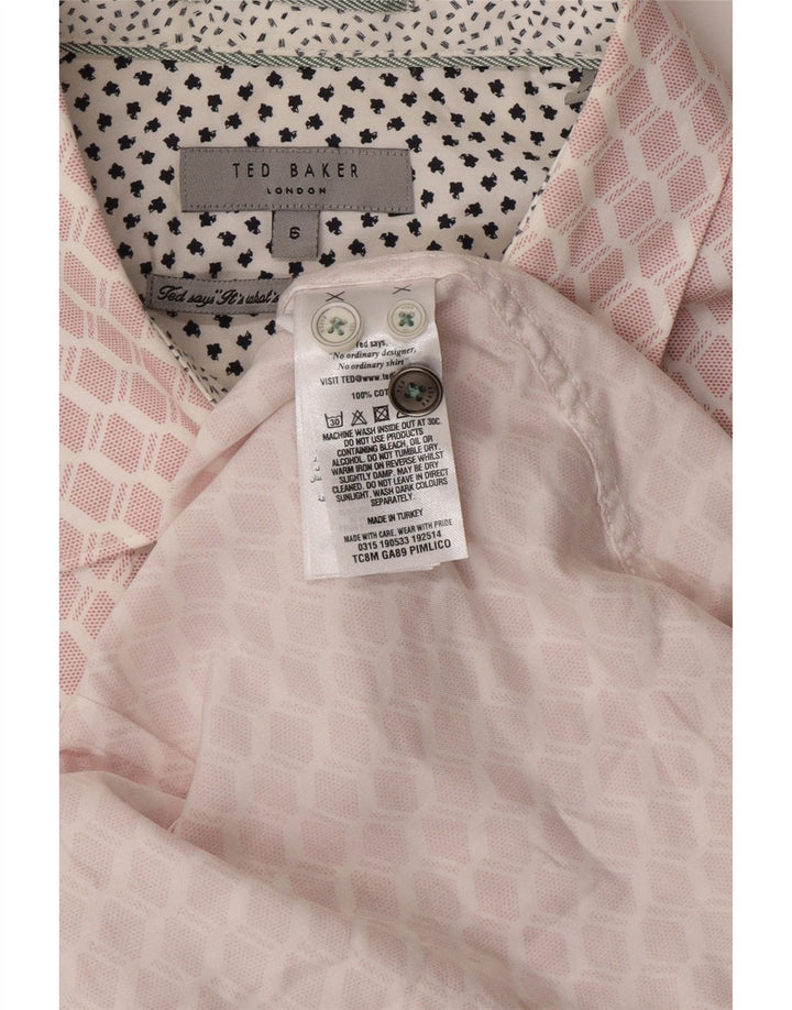 TED BAKER Mens Shirt Size 6 2XL Pink Geometric Cotton