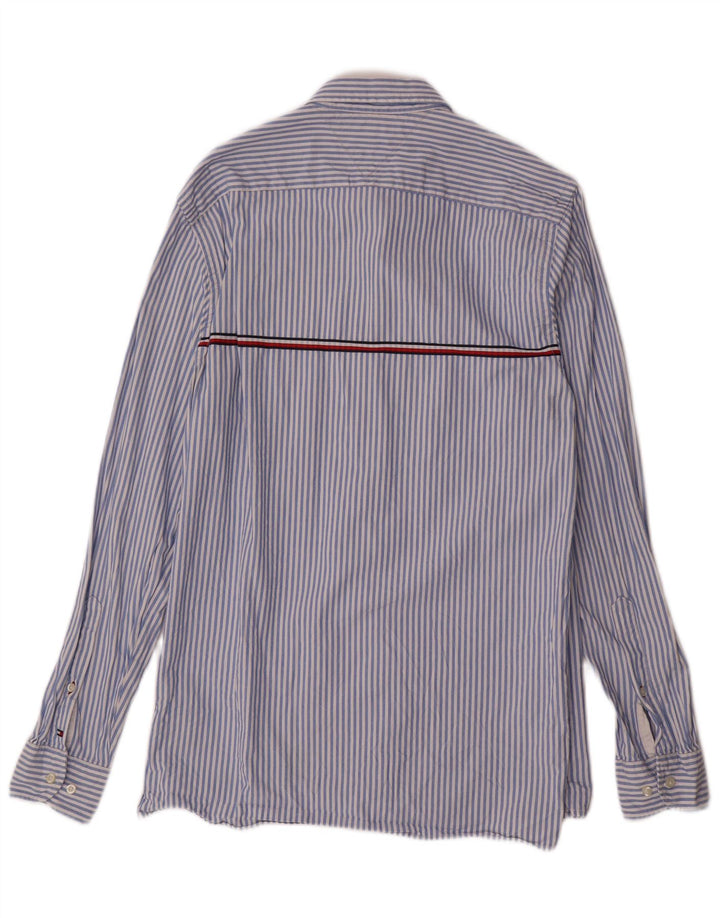 TOMMY HILFIGER Mens Regular Fit Shirt Small Blue Striped Cotton