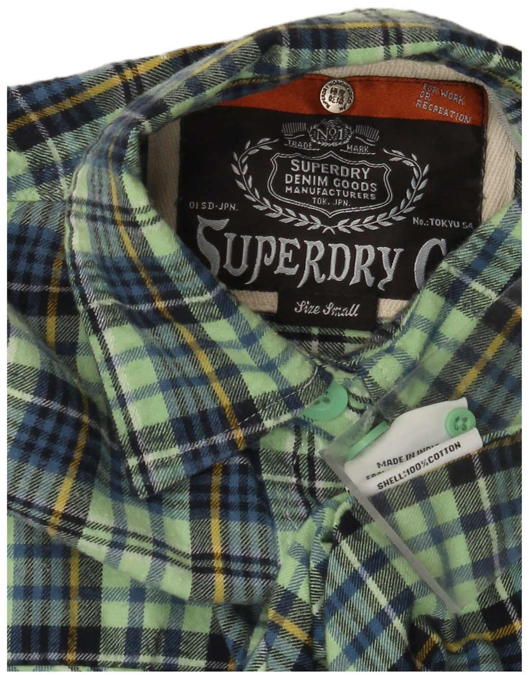 SUPERDRY Womens Flannel Shirt UK 10 Small Turquoise Check Cotton