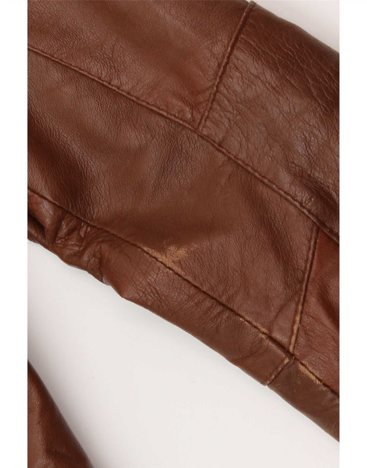 Sasch Womens Leather Biker Jacket UK 14 Large Brown