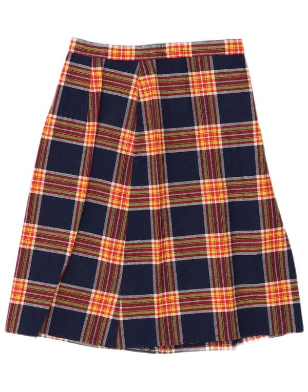 Vintage Womens A-Line Skirt W24 XS Navy Blue Plaid