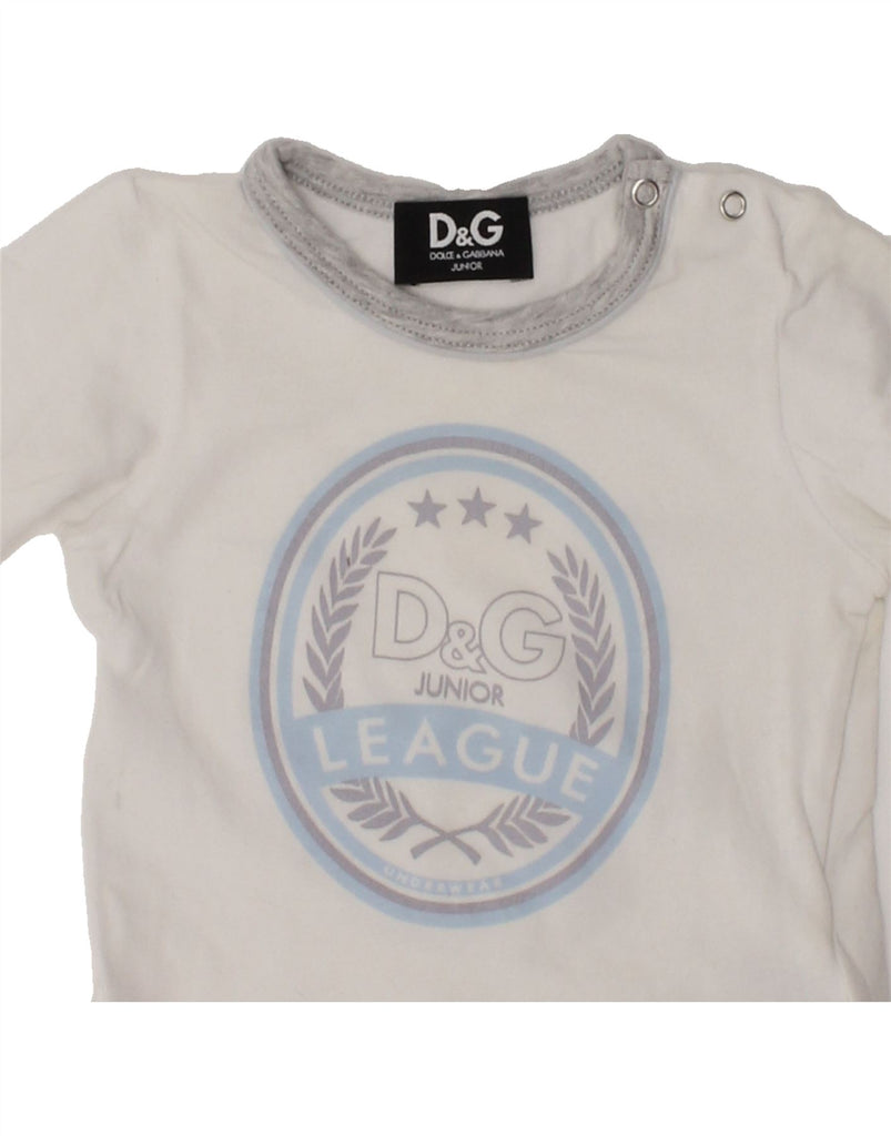 DOLCE & GABBANA Baby Boys Graphic Top Long Sleeve 3-6 Months White Cotton | Vintage Dolce & Gabbana | Thrift | Second-Hand Dolce & Gabbana | Used Clothing | Messina Hembry 