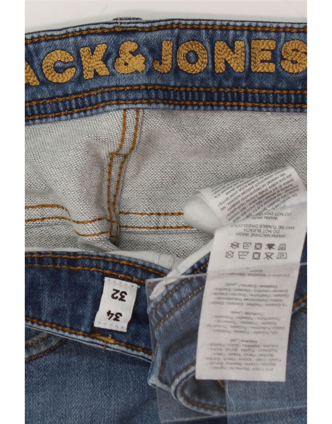 JACK & JONES Mens Slim Jeans W34 L32 Blue Cotton Vintage Jack & Jones and Second-Hand Jack & Jones from Messina Hembry 