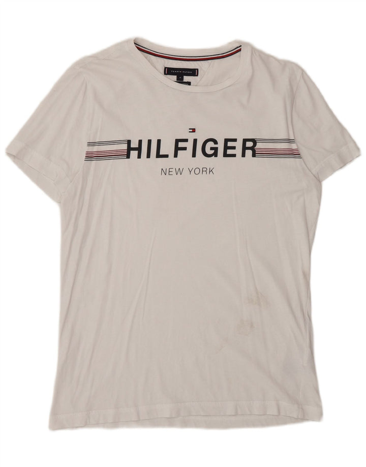 Tommy Hilfiger Mens Graphic T-Shirt Top Medium White Cotton