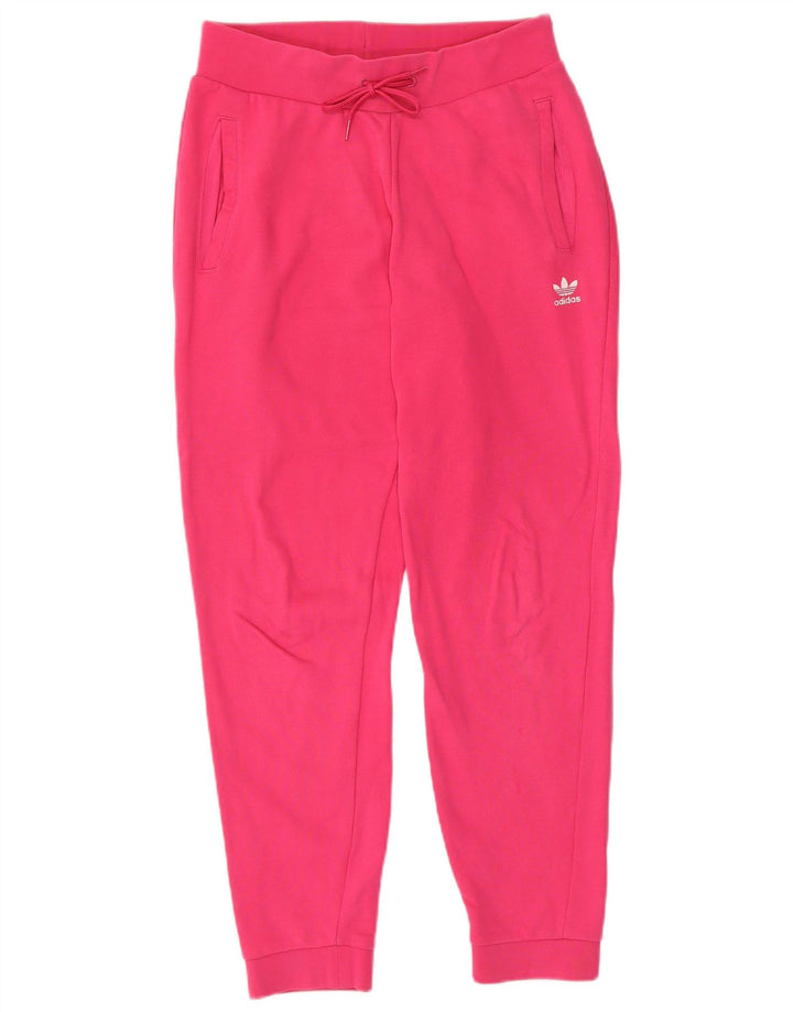 ADIDAS Womens Tracksuit Trousers Joggers UK 12 Medium Pink Cotton