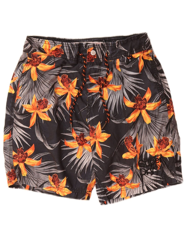 Superdry Mens Swimming Shorts Medium Grey Floral Polyester