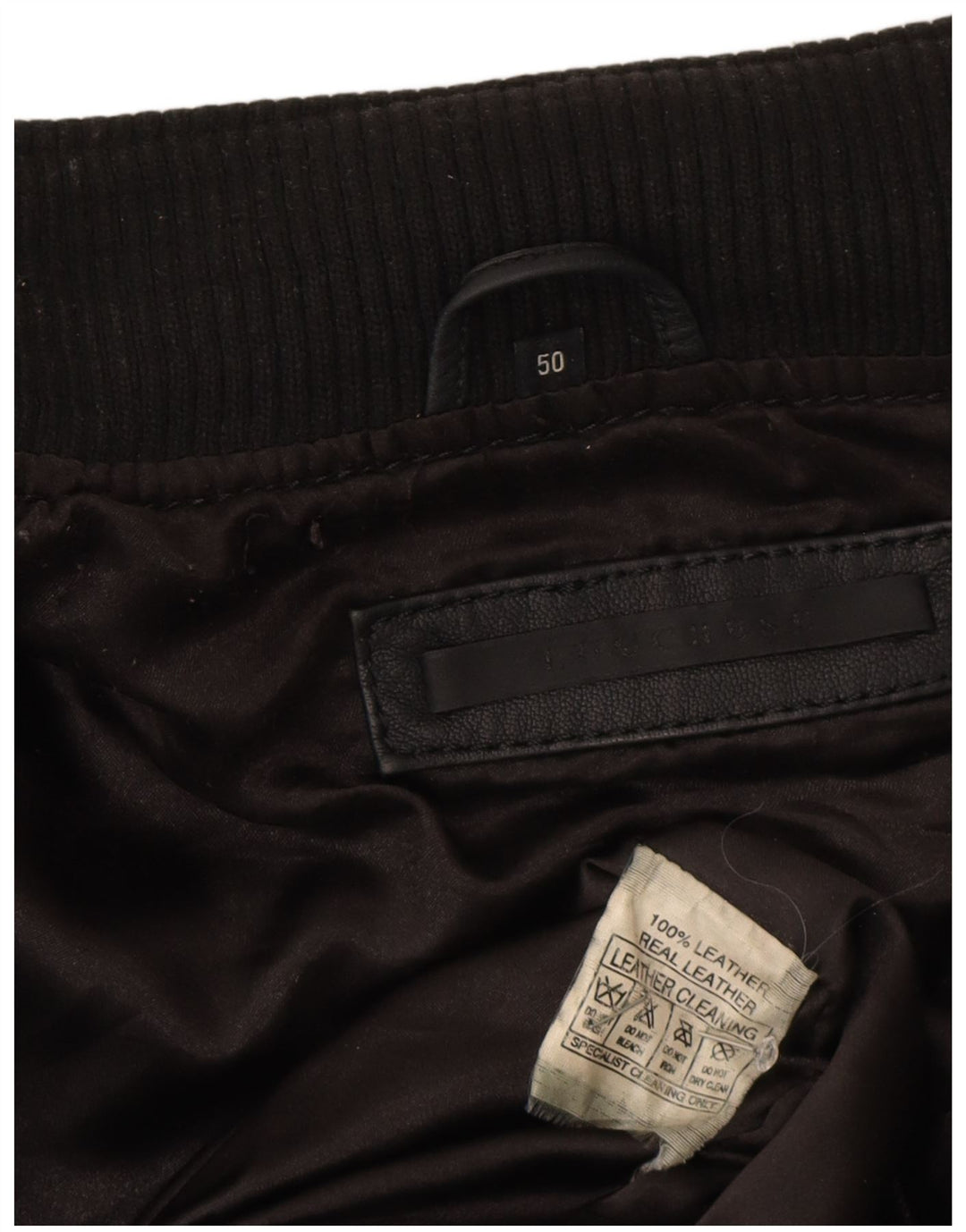 Vintage Mens Bomber Leather Jacket IT 50 Large Black Leather