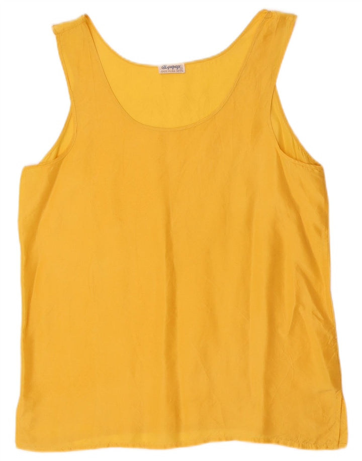 VINTAGE Womens Strapless Blouse Top UK 14 Medium Yellow Silk