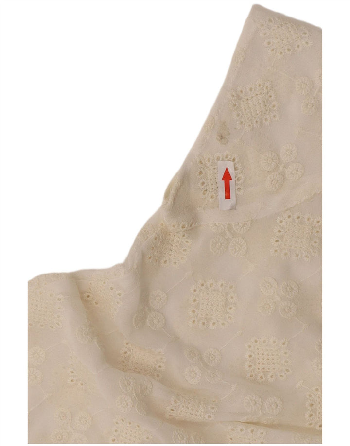 Zara Womens See Through Top UK 10 Small Off White Floral Polyester